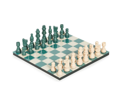 Modern Green Coloured Chess Set Including Board & Chessmen - Default Title - PrintWorksMarket - Playoffside.com
