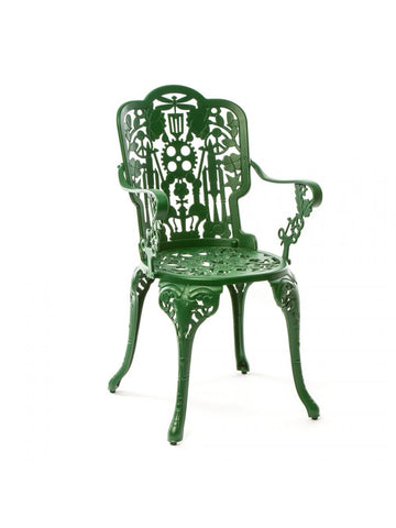 Seletti - Aluminium Outdoor Victorian Design Chair with Armrests - Green - Playoffside.com
