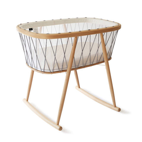 Charlie Crane - KUMI Baby Cradle with Organic Mattress Available in 3 Laces Colours - Desert - Playoffside.com
