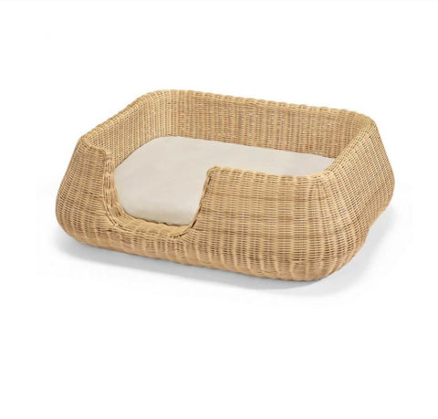 MiaCara - Wicker Design Dog Basket Mio Available in 2 colours & sizes - M / Beige - Playoffside.com