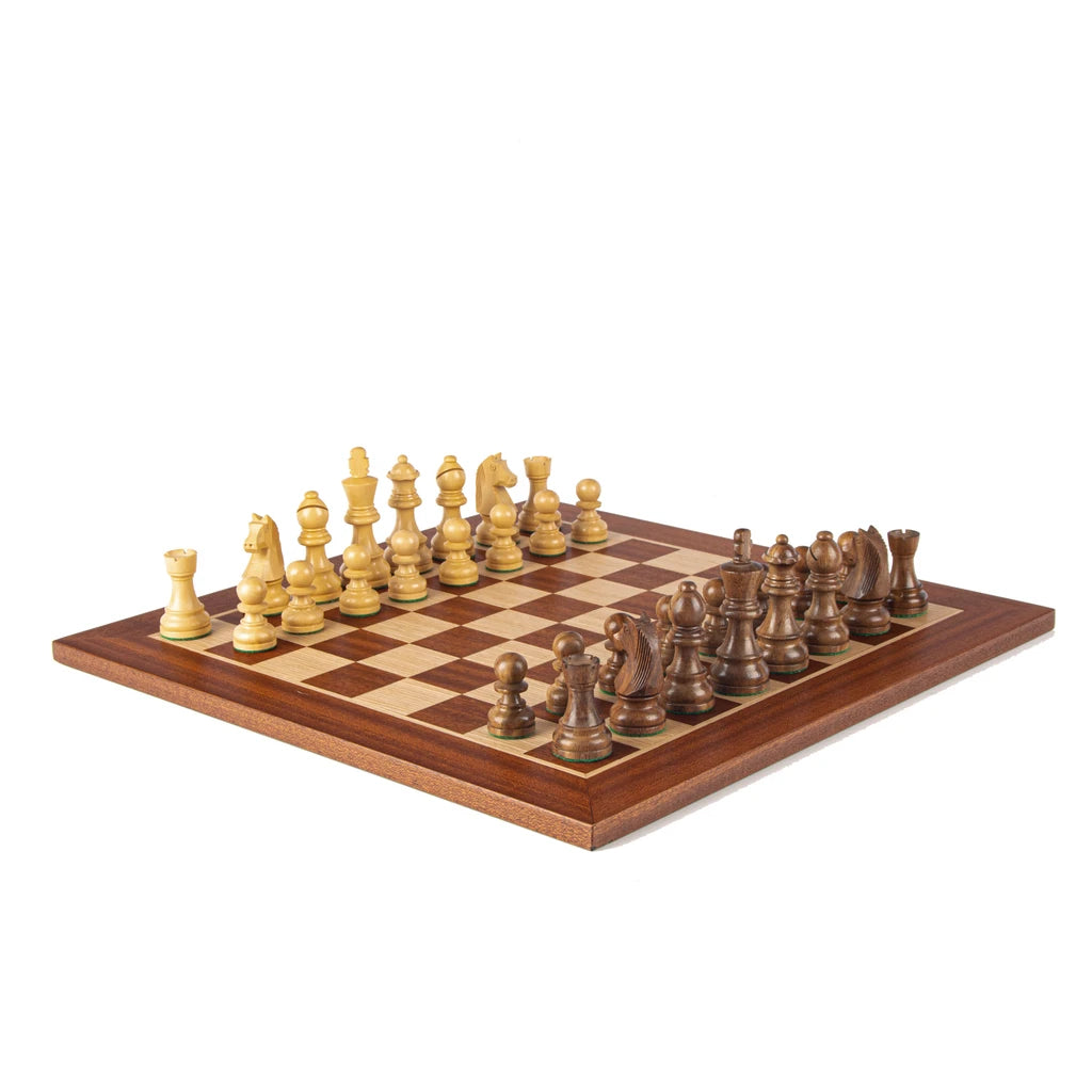 Mahogany Wood Chess set 40 cm Board and Staunton Chessmen 8.5 cm king ...