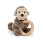Monkey Teddybear with Wooden Ring for Baby Teething Suitable from Birth - Default Title - Jellycat - Playoffside.com