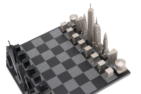 New York City Metal Chess Set Available in 3 Board Styles