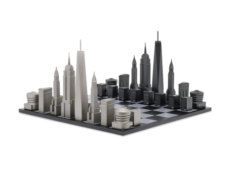 New York City Metal Chess Set Available in 3 Board Styles