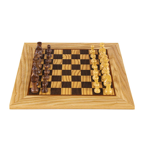 Olive Burl Luxury Chess Set 50cm Board and Staunton Chessmen 9.5cm King - Default Title - Manopoulos - Playoffside.com