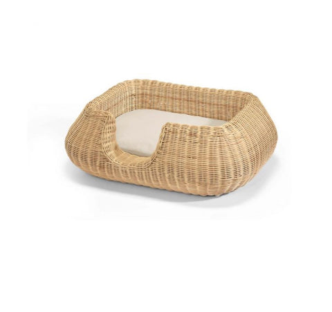 MiaCara - Wicker Design Dog Basket Mio Available in 2 colours & sizes - S / Beige - Playoffside.com