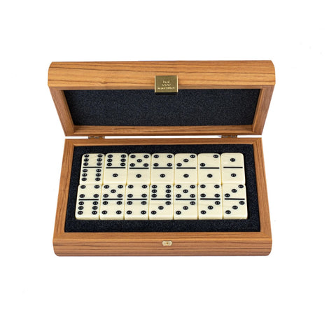 Manopoulos - Luxe Dominoes Set in Woodden Case with Lupo Burl Velour Interior - Default Title - Playoffside.com