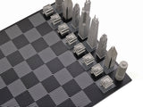 Chicago Metal Chess Set Available in 3 Board Styles - B/W Wooden Board - Skyline Chess - Playoffside.com