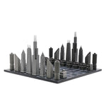 Chicago Metal Chess Set Available in 3 Board Styles - Italian Carrara Marble - Skyline Chess - Playoffside.com
