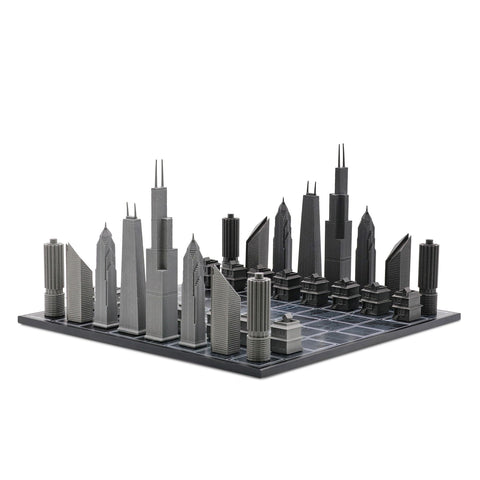 Skyline Chess - Chicago Metal Chess Set Available in 3 Board Styles - Italian Carrara Marble - Playoffside.com