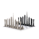 Dubai Stainless Steel Chess Set Available in 3 Board Styles - Italian Marble - Skyline Chess - Playoffside.com