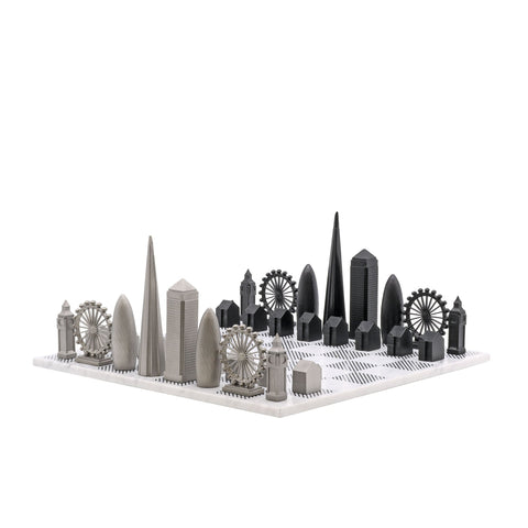 Skyline Chess - London Stainless Steel Chess Set Available in 3 Board Styles - Italian Marble - Playoffside.com