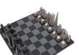 London Stainless Steel Chess Set Available in 3 Board Styles - B/W Wooden Board - Skyline Chess - Playoffside.com