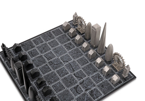 Skyline Chess - London Stainless Steel Chess Set Available in 3 Board Styles - City Map - Playoffside.com