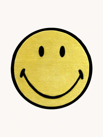 Maison Deux - Smiley Round Area Rug Available in 2 Colours & 3 Sizes - Yellow / ø200 cm - Playoffside.com