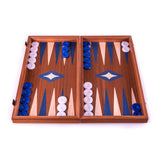 Mahogany Wood Blue Backgammon Set Available in 2 Sizes