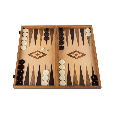 Oak & Walnut Wooden Backgammon Set Available in 2 Sizes - Large - Manopoulos - Playoffside.com