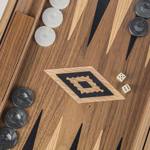 We Games Luxury Walnut Tree-trunk Backgammon Set - 19 Inches