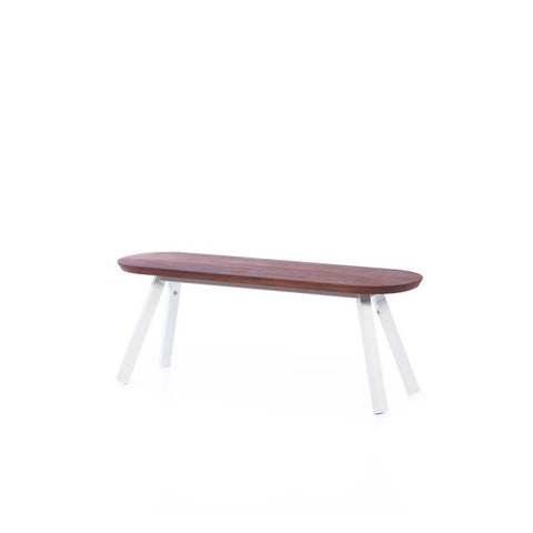 You and Me Bench & Stool - 120 / White & Iroko Wood - RS Barcelona - Playoffside.com