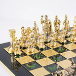 Greek Roman Period Metal Chess Board & Men Available in 2 colours - Green - Manopoulos - Playoffside.com
