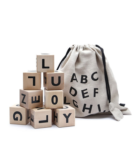 Ooh Noo - Minimalistic Wooden Alphabet Blocks Available in 2 Colours - Black - Playoffside.com