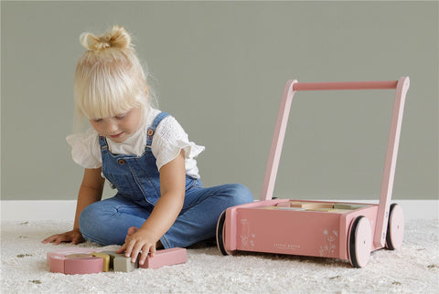 Little Dutch - Baby Walker and Trolley With Wood Blocks - Pink - Playoffside.com