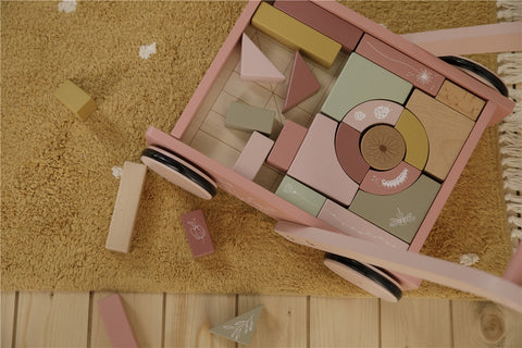Little Dutch - Baby Walker and Trolley With Wood Blocks - Pink - Playoffside.com