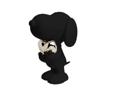 Snoopy with Heart 27 cm - Black & Gold - LeblonDelienne - Playoffside.com