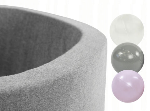 Misioo - Child Ball Pool 90cm Diameter 30cm Height Available in 3 Styles - Light Grey Girl - Playoffside.com
