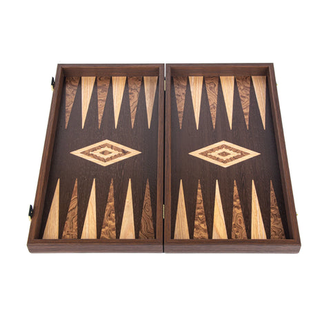 Wenge & Walnut Backgammon Set Available in 3 Sizes - Large - Manopoulos - Playoffside.com